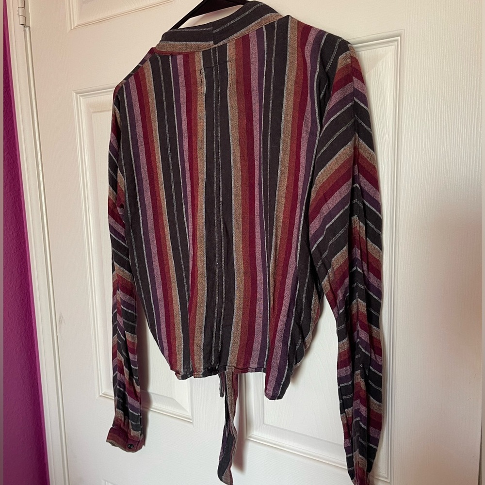 Rails Striped Tie Front Linen Blend Top - image 3